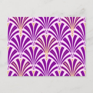 Postal Patrón de ventilador Art Deco - púrpura y orquídea