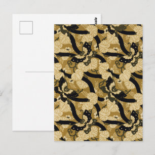 Postal Patrón de ventilador con mariposa Arte ornamental 