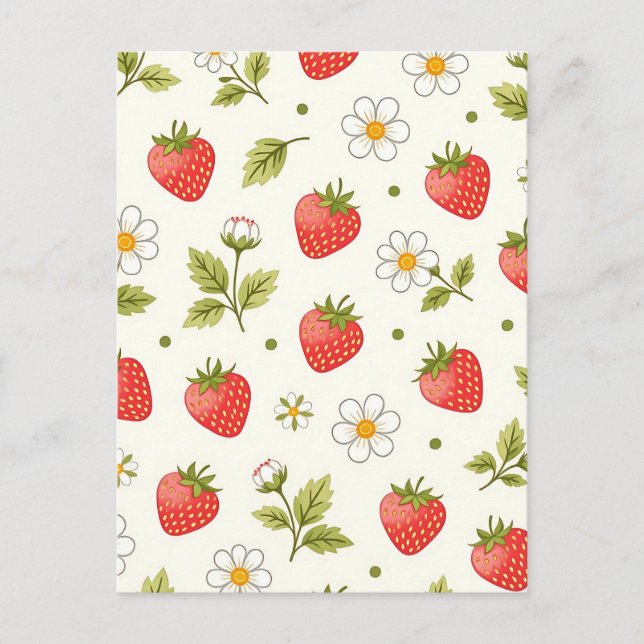 Postal Patrón de verano de flor de fresa (Anverso)