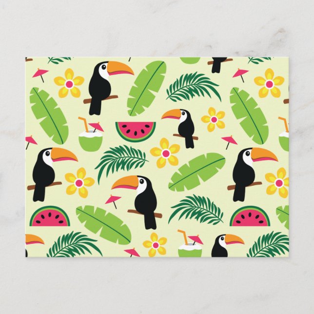 Postal Patrón de verano tropical táctil (Anverso)