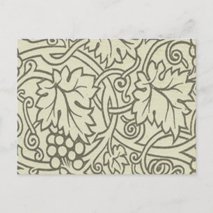Postal Patrón de vid de uva gris verde de William Morris