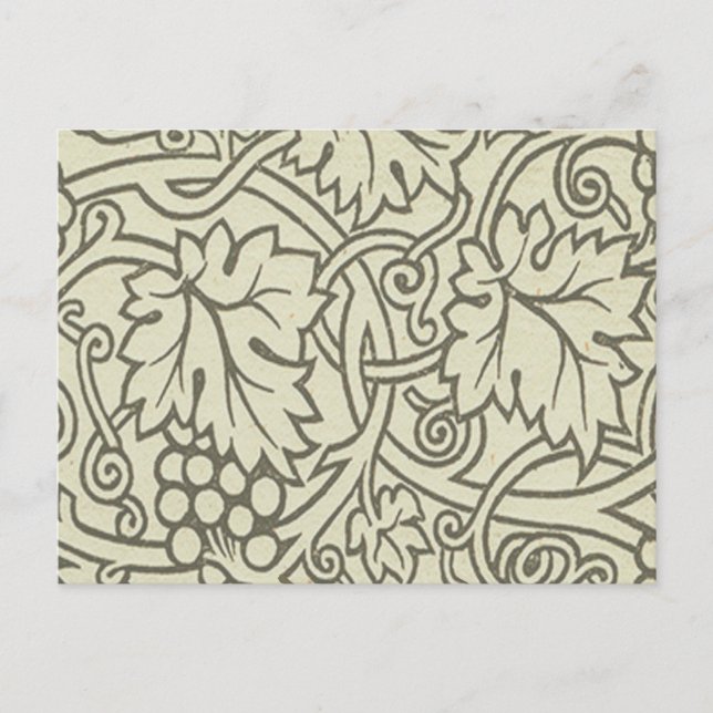 Postal Patrón de vid de uva gris verde de William Morris (Anverso)