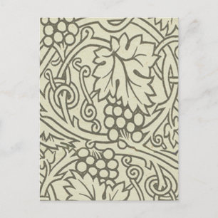 Postal Patrón de vid de uva gris verde de William Morris