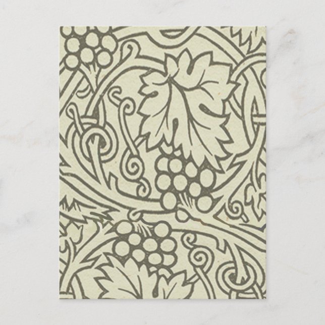 Postal Patrón de vid de uva gris verde de William Morris (Anverso)