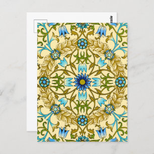 Postal Patrón de Vino y Flor de la Antigüedad William Mor