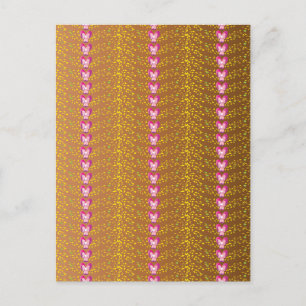 Postal Patrón de violetas florales rosadas y bronce vinta