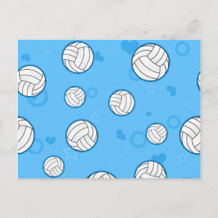 Postal Patrón de voleibol lindo Azul