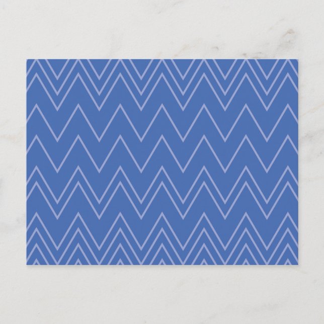 Postal Patrón de zigzag azul, moderno, simple, genial y t (Anverso)