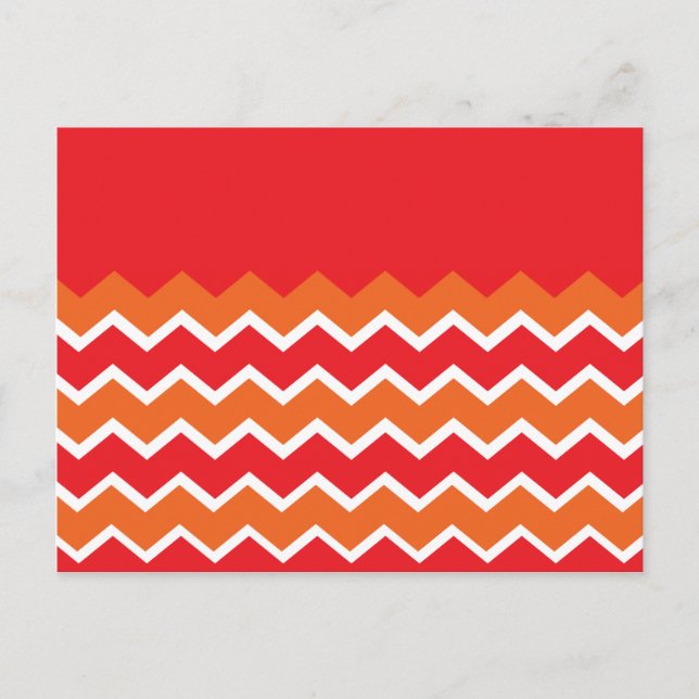 Postal Patrón de zigzag de Chevron rojo, Naranja brillant (Anverso)
