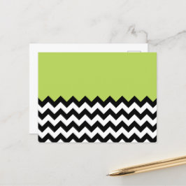 Postal Patrón de zigzag negro y blanco, chevron, verde
