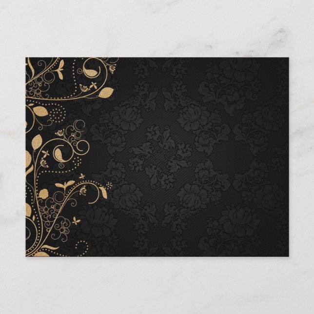 Postal Patrón decorativo negro y dorado (Anverso)