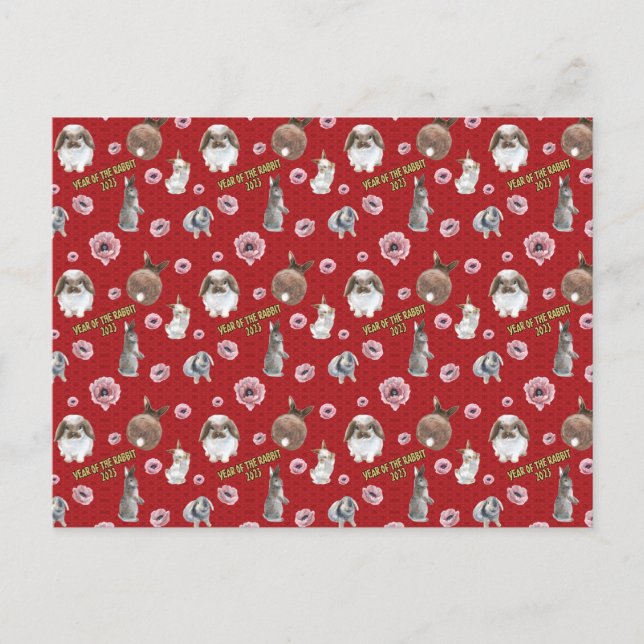 Postal Patrón del año lunar chino del conejo 2023 (Anverso)