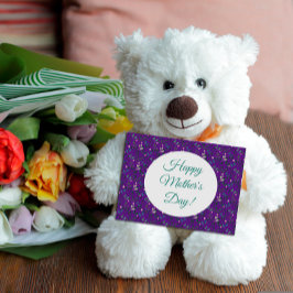 Postal Patrón del día de la madre acuarela púrpura verde