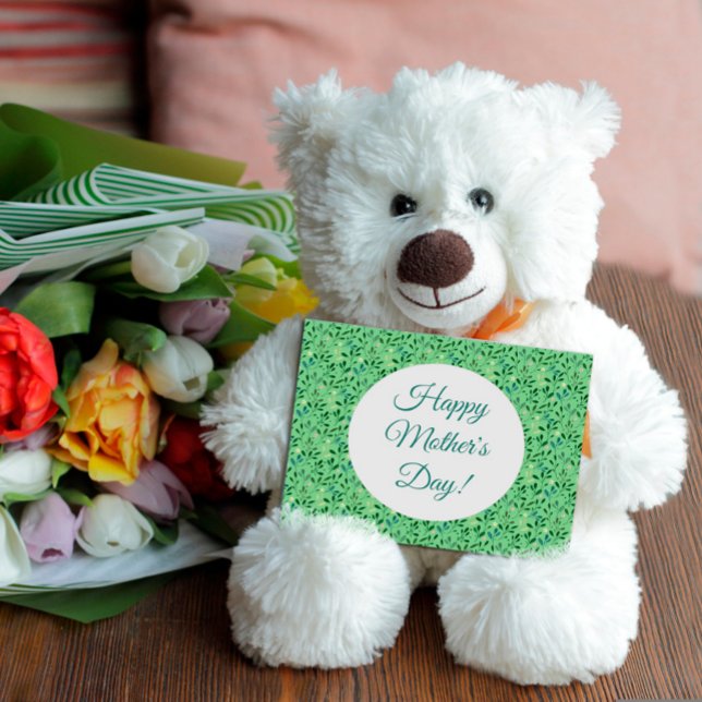 Postal Patrón del día de la madre hojas de acuarela verde (Subido por el creador)