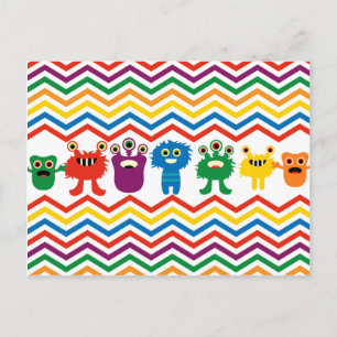 Postal Patrón Divertido a Cuadros de Cheurón de Monstruos