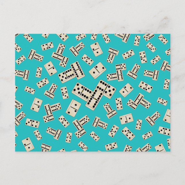Postal Patrón divertido de dominó turquesa (Anverso)