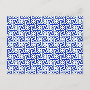 Postal Patrón egipcio de tejas, azul blanco y cobalto