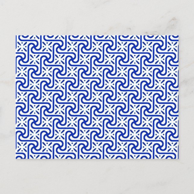 Postal Patrón egipcio de tejas, azul blanco y cobalto (Anverso)