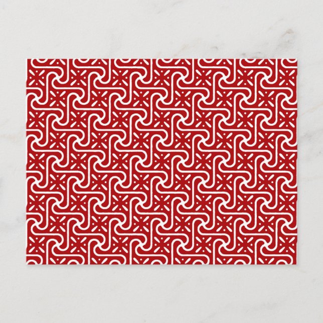 Postal Patrón egipcio de tejas, rojo oscuro y blanco (Anverso)