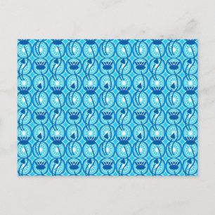 Postal Patrón egipcio Lotus, cobalto y turquesa