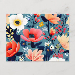 Postal Patrón elegante de flores silvestres con floracion