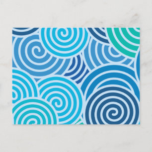Postal Patrón en espiral azul moderno