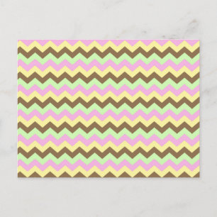 Postal Patrón en zigzag (rosa, verde, amarillo y marrón)