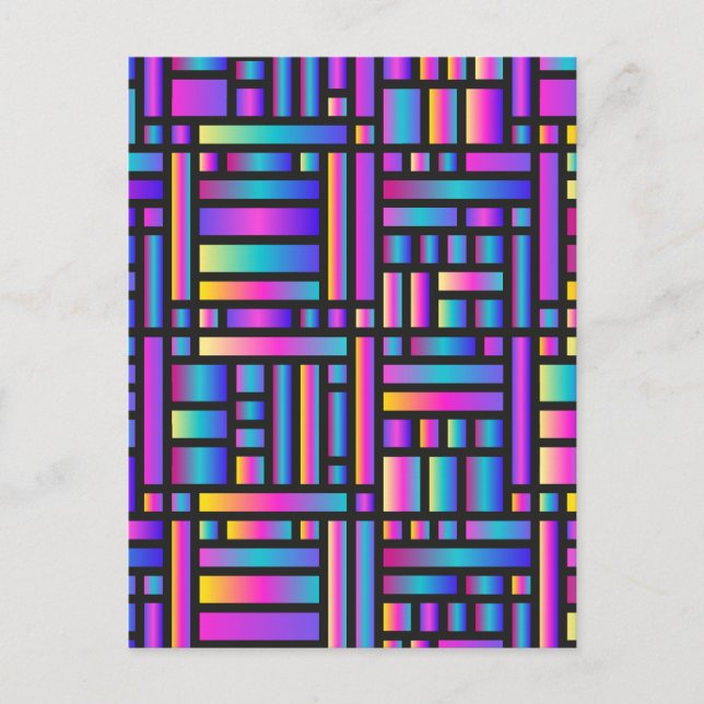 Postal Patrón Estilo Moderno - Moda Tartán Geométrico (Anverso)