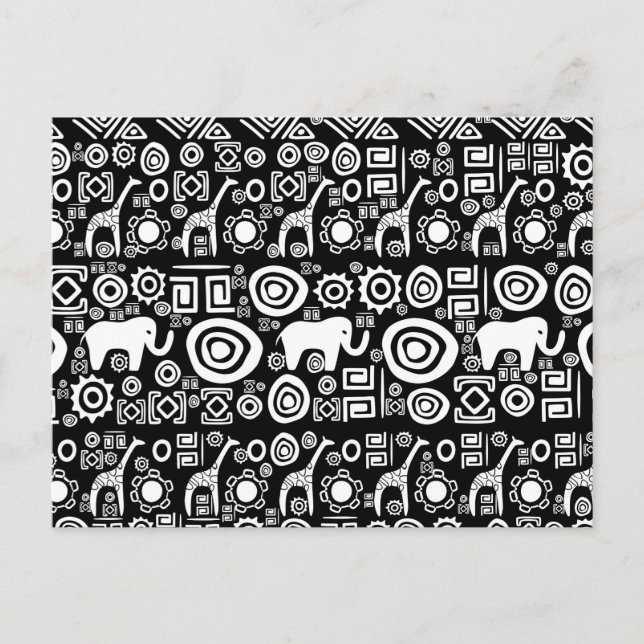 Postal Patrón étnico africano - blanco y negro #4 (Anverso)