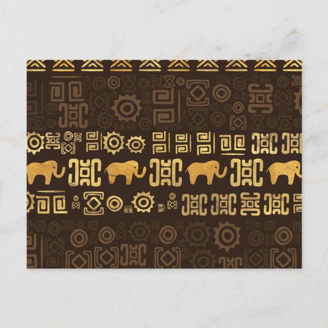 Postal Patrón étnico africano - marrones y dorados #4 (Anverso)