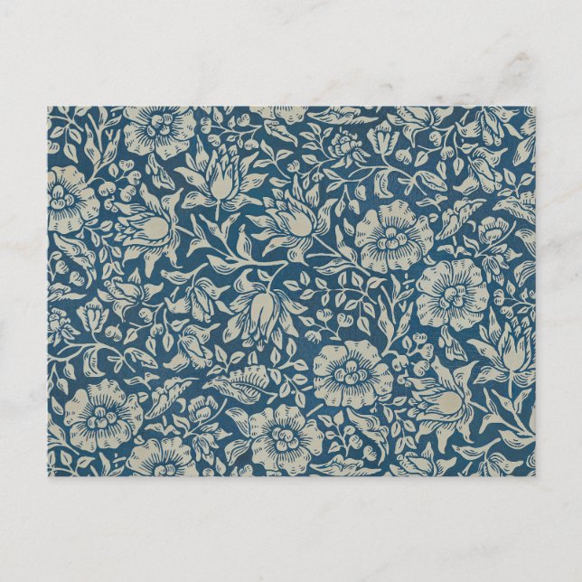Postal Patrón floral azul de William Morris (Anverso)