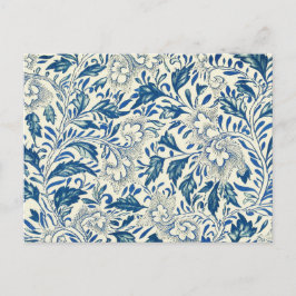 Postal Patrón floral azul Diseño antiguo asiático