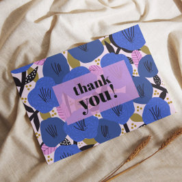 Postal Patrón floral Azul Gracias Postcard