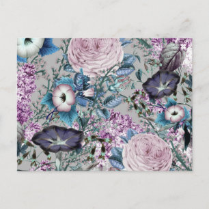 Postal Patrón floral botánico de lavanda de bonito