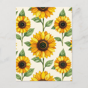 Postal Patrón floral continuo de girasoles amarillo brill