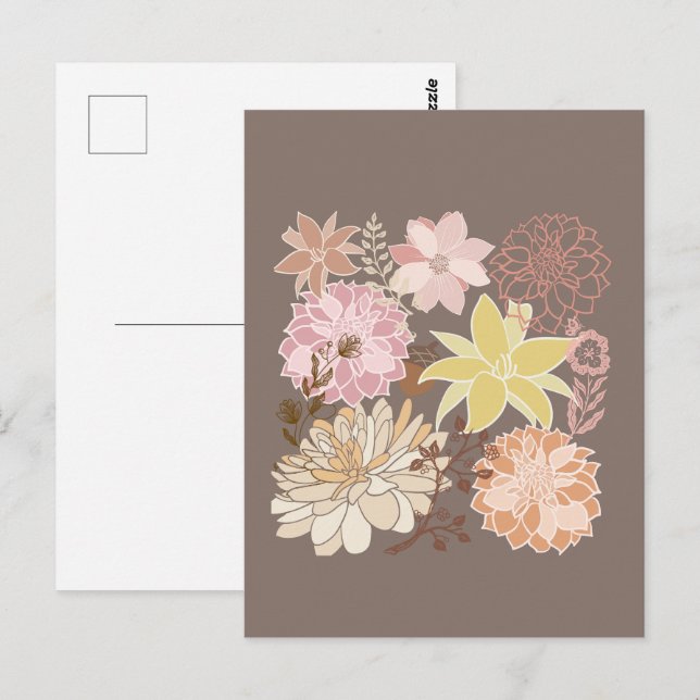 Postal Patrón floral de asfalto boho rústico (Anverso / Reverso)
