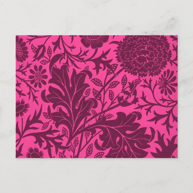 Postal Patrón floral de bonito rosa y marrón (Anverso)