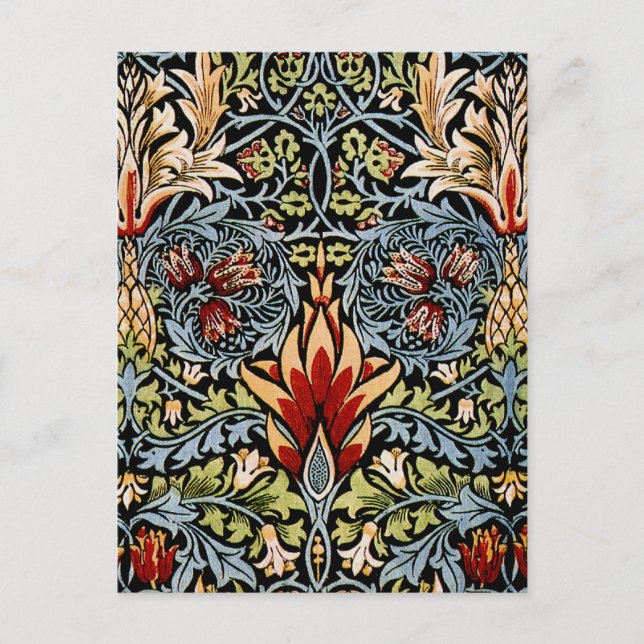 Postal Patrón floral de cabeza de serpiente de William Mo (Anverso)