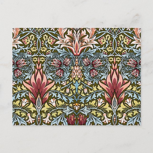 Postal Patrón floral de cabeza de serpiente de William Mo (Anverso)
