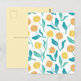 Postal Patrón floral de Dandelion amarillo - Inspirado en