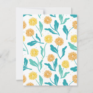 Postal Patrón floral de diente de león amarillo - Inspira
