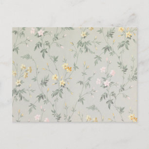 Postal Patrón Floral de Flores Silvestres Verde Salvia An