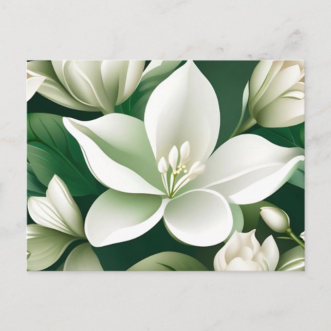 Postal Patrón floral de Gardenia atemporal (Anverso)