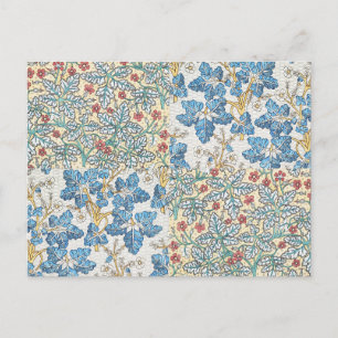 Postal Patrón Floral de Geranio Silvestre Art Nouveau Ant