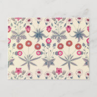 Patrón floral de margarita William Morris rojo nar