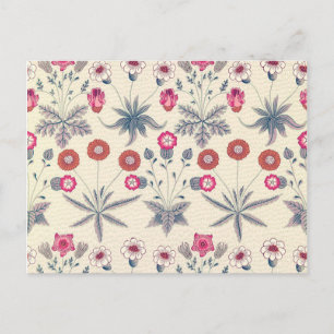Postal Patrón floral de margarita William Morris rojo nar