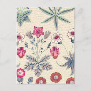 Postal Patrón floral de margarita William Morris rojo nar