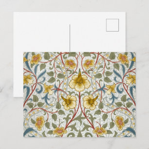 Postal Patrón floral de narciso de William Morris
