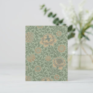 Postal Patrón floral de William Morris Grafton en verde s
