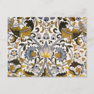 Postal Patrón floral de William Morris Lodden: azul dorad